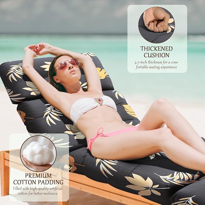 EverPine Outdoor Chaise Lounge Chair Cushion 74.4 x 22.8 x 4.7 Inch, Patio