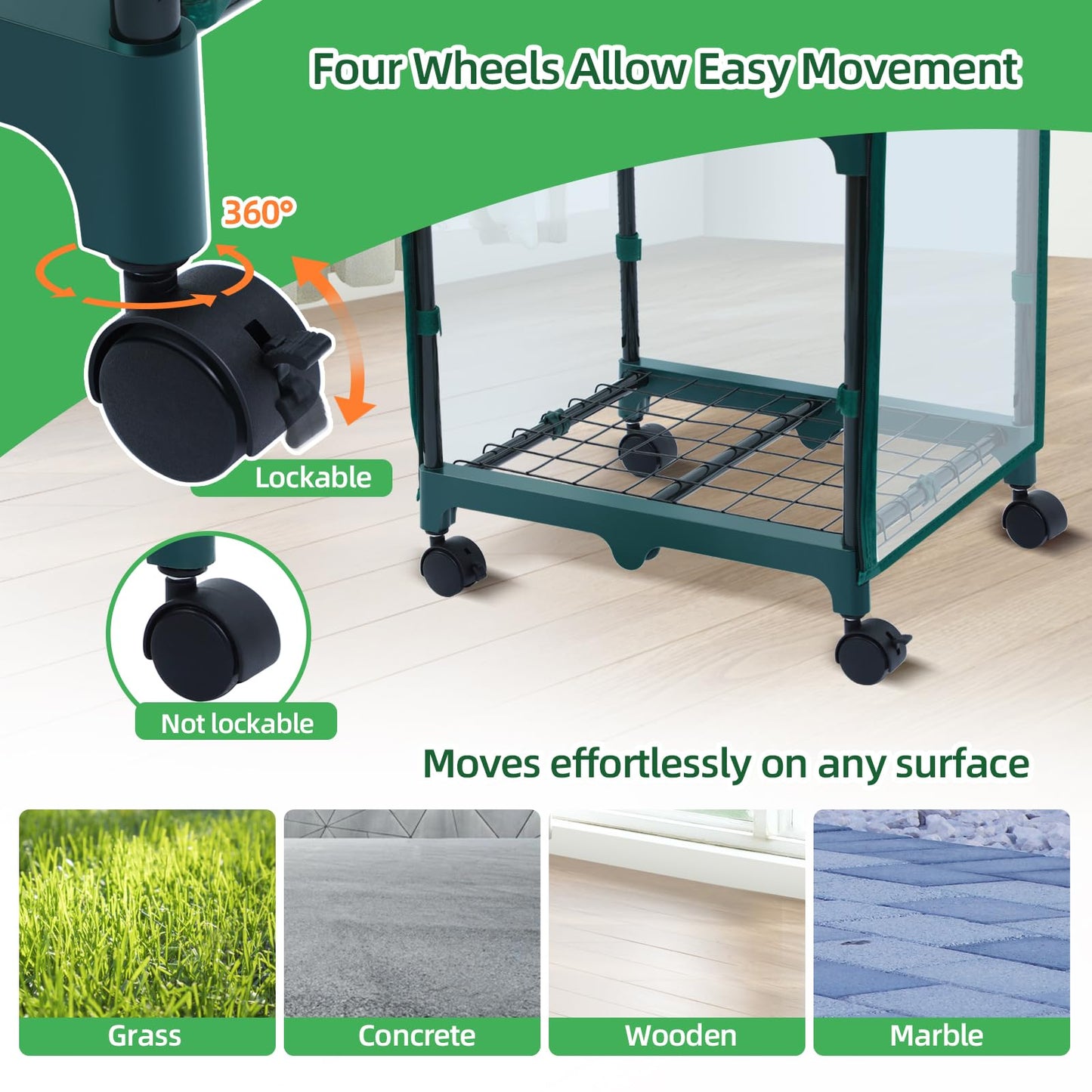 Ohuhu Mini Greenhouse for Indoor Outdoor, Small Plastic Plant Green House with Locking Wheels Portable Greenhouses with Durable Cover for Seedling, Ideal Gardening Gifts for Women Men Transparent