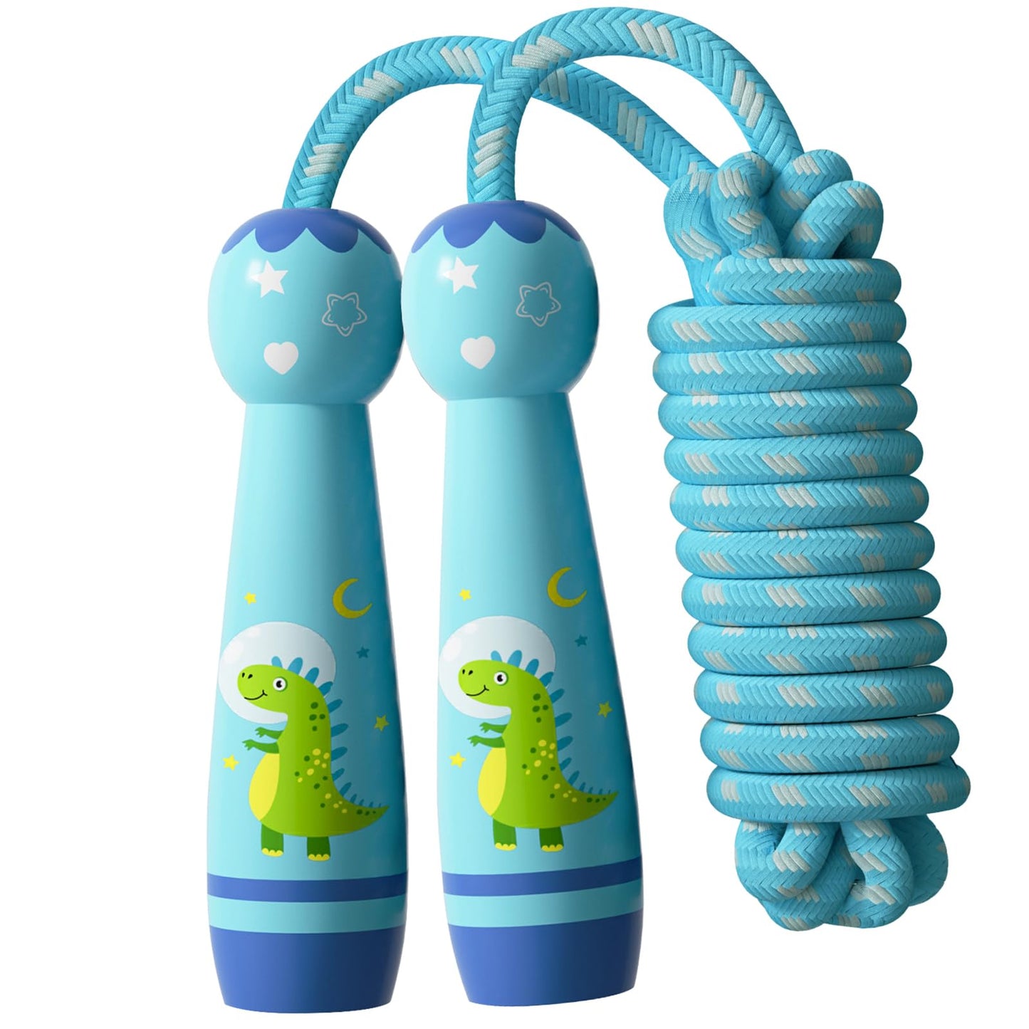 Jump Rope for Kids-Adjustable Cotton Braided Skipping Rope with Wooden Handle for Toddler Fitness Workout Exercise Outdoor Activity