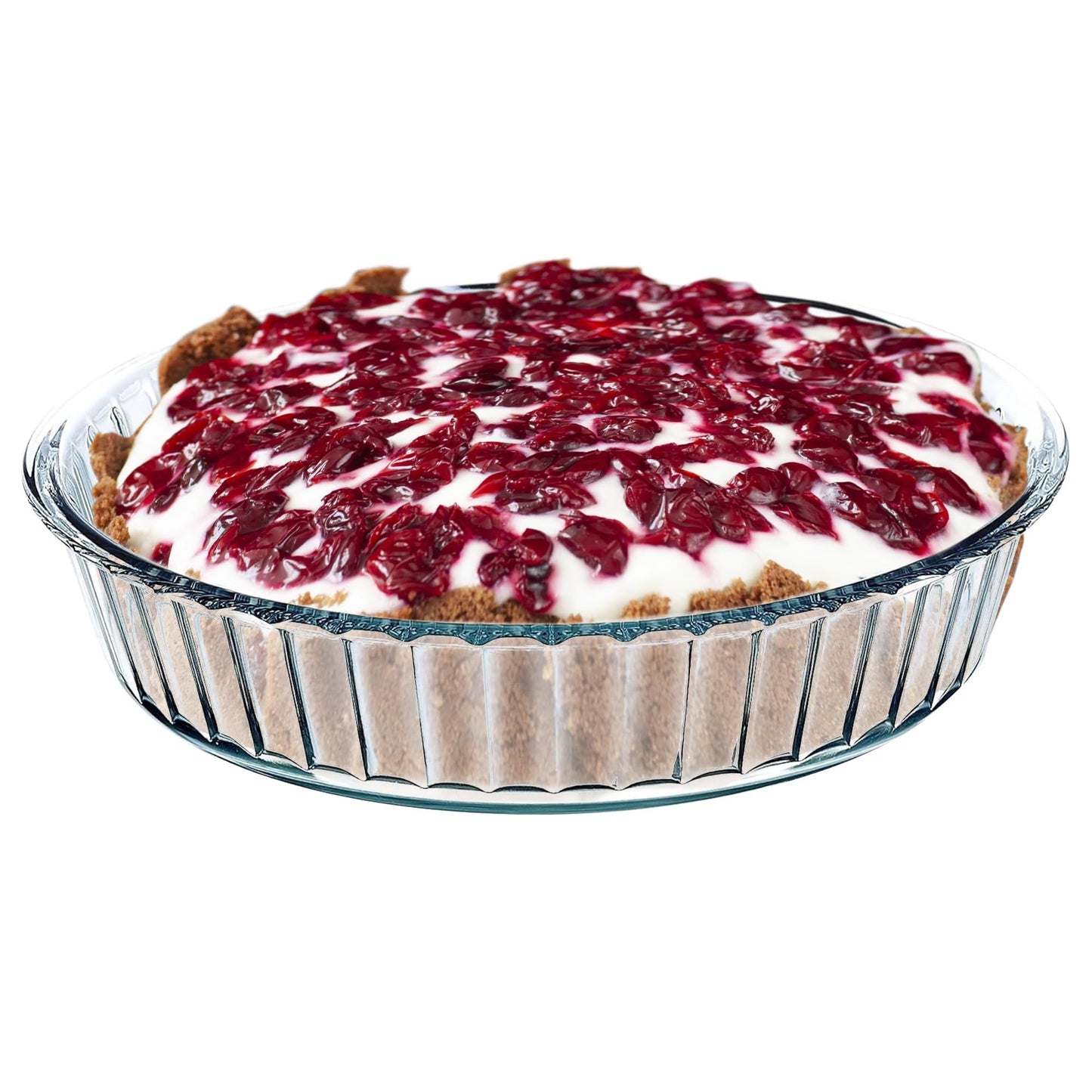 SIMAX Glass Pie Pan for Baking, 10.25 Inch Deep Round Pie Plate Dish Great For Apple, Pumpkin, Holiday Pies, Fluted Pie Holder, Oven Safe Tray, Borosilicate Glass Cake Tin