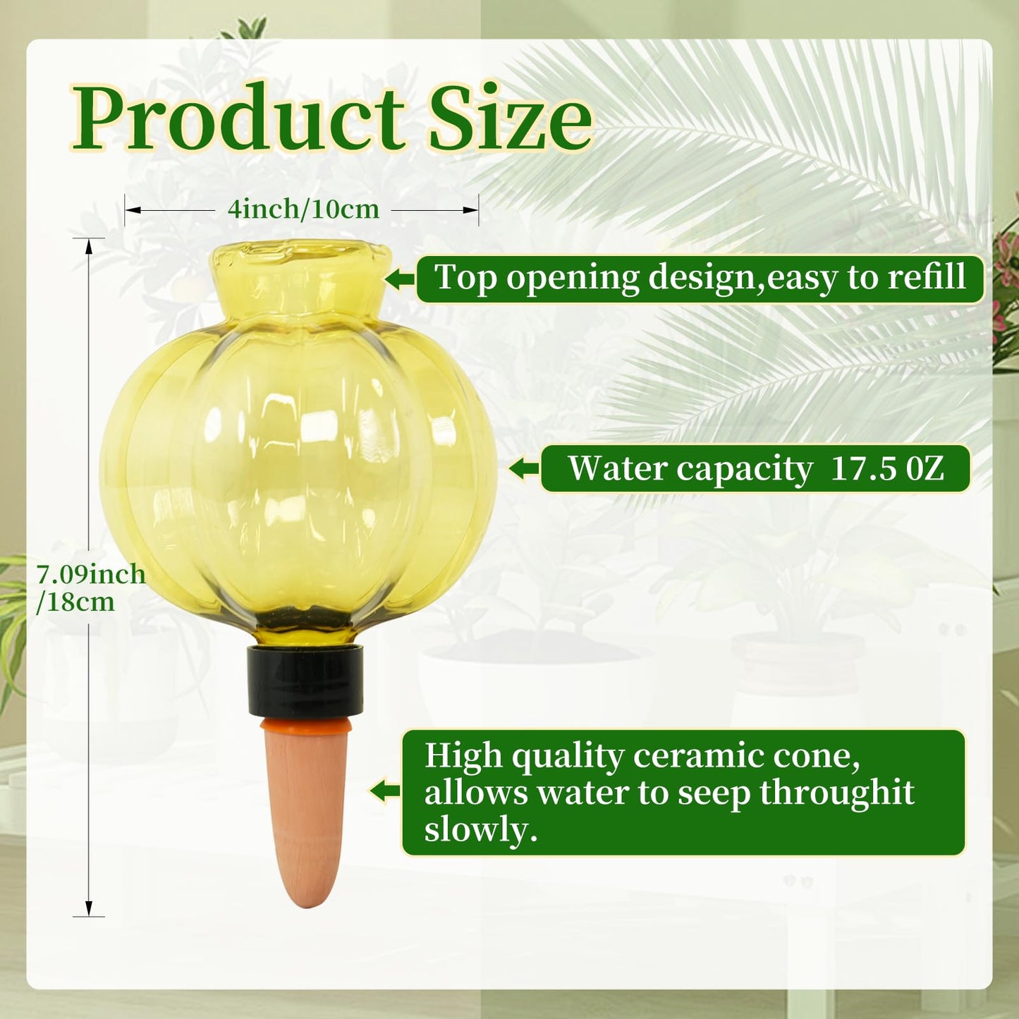 3 Pack Plant Self Watering Globes Top Fill for Indoor Plastic Water Bulbs Slow Release Terracotta 17.5 oz Self Watering Planter Insert Automatic Drip Irrigation Water Spikes Stakes Devices System