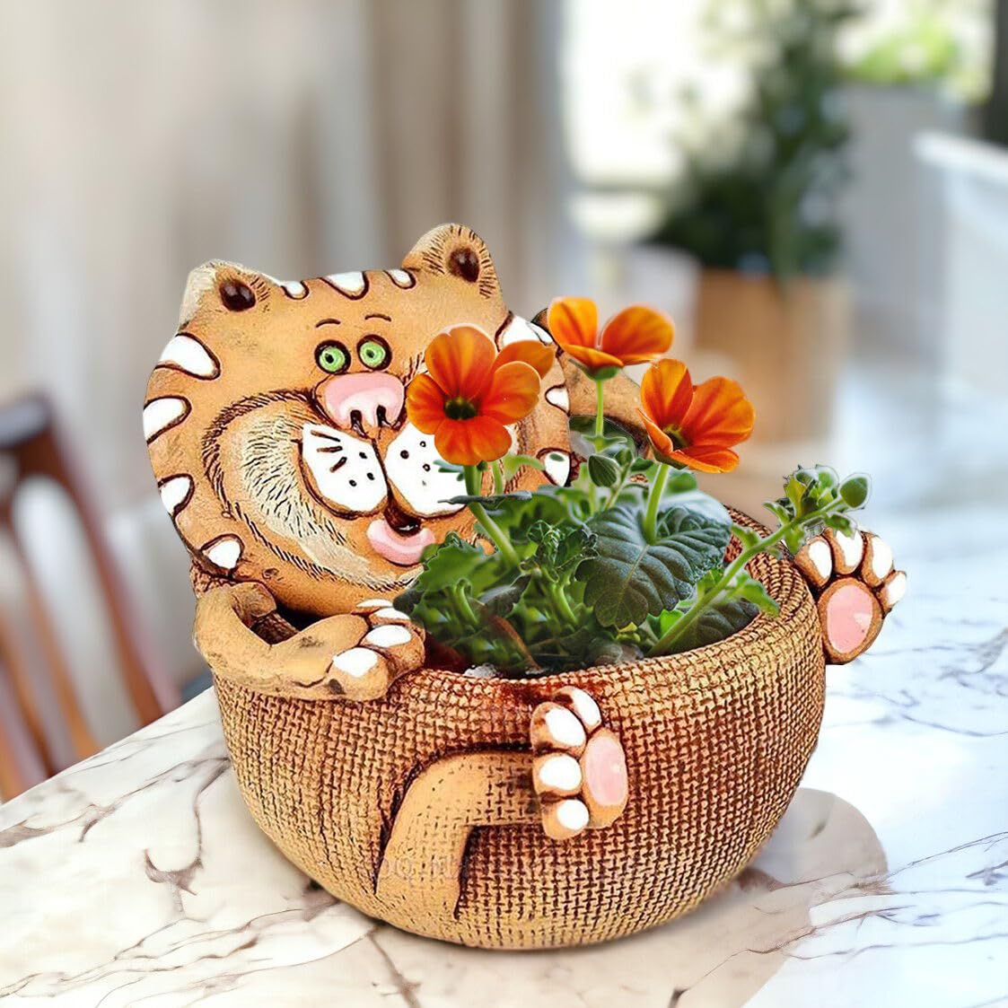 STP GOODS Ceramic Pot, Plant Pots, Modern Decorative Planters for House Plants Indoor Flowers Plants, Cute Flower Pot - Gifts (Cat)