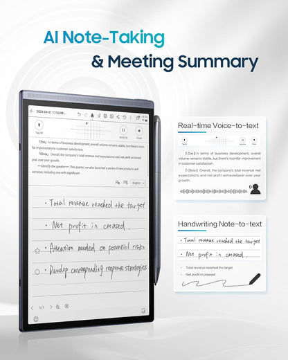 AINOTE Air 2 Bundle – 8.2" E Ink AI Note-taking Tablet with Stylus, 4096 Pressure Levels, Digital Notebook with Voice-to-Text Transcription, Multi-languages Support, Ideal for Meetings & Study