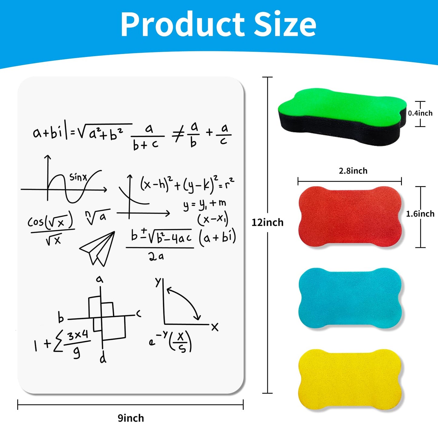 OSIMIG 26 Pack Small White Board Dry Erase, Mini Dry Erase Board 9" x12”, Double Sided Personal Whiteboards with 26 Erasers, White Boards for Students Teachers School Supplies