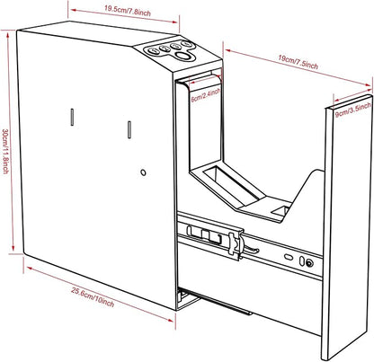 Biometric Slider Handgun Gun Safe for Nightstand, Desk, Bed Side,Truck - Auto Sliding Door Hand Gun Safe for Pistol -with Fingerprint, PIN Code, KEY Access