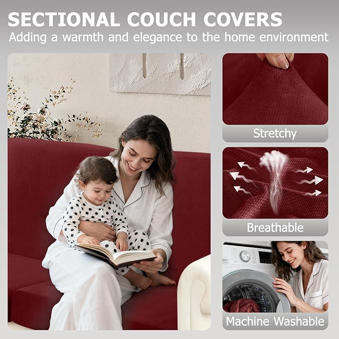 Arfntevss Velvet Sectional Couch Covers L Shape Couch Cushion Covers Slipcovers