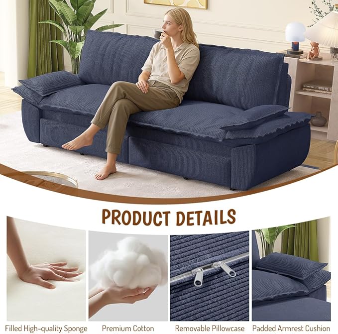 73.2" Sofa Bed Queen, 3-in-1 Pull Out Sofa Bed