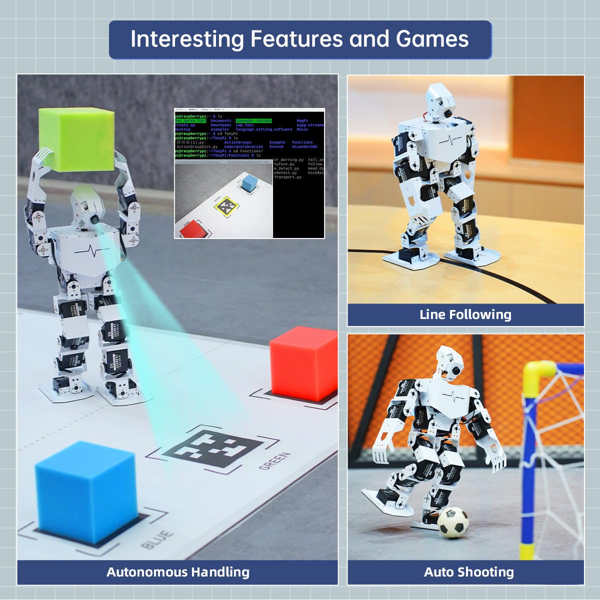 HIWONDER Humanoid Robot with ChatGPT Multimodal AI Models AI Embodied Intelligent Vision Scene Voice Understanding 20DOF Educational Robotic Kit Python Programming, TonyPi Pro & RaspberryPi 5 16GB