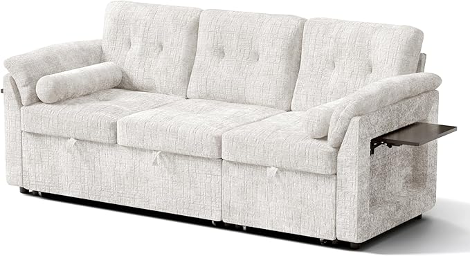 Convertible Sleeper Sofa Bed, 63 Inch Chenille Pull Out Couch