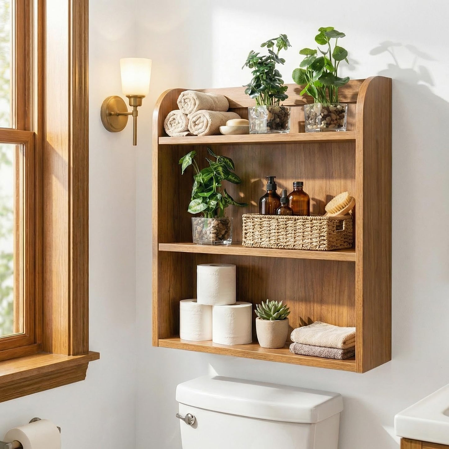 MyGift Set of 3 Fake Plants, Small Artificial Potted Plants Indoor in Clear Glass Pot, 9.5 Inch Faux Plant for Home Decor