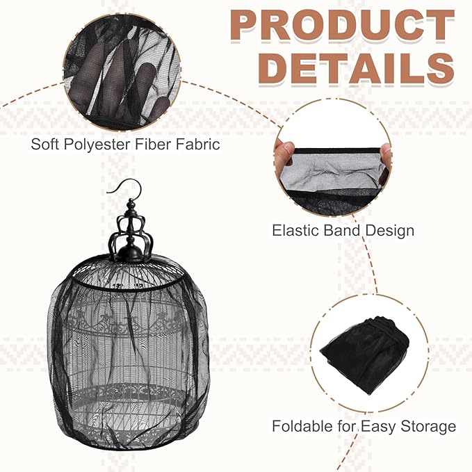 Bird Cage Seed Catcher, Bird Cage Net Cover Seeds Guard, Universal Birdcage Accessories, Black, Circumference 31.5"-43.3", Height 13.8" for Parrot Cockatiel Enclosures