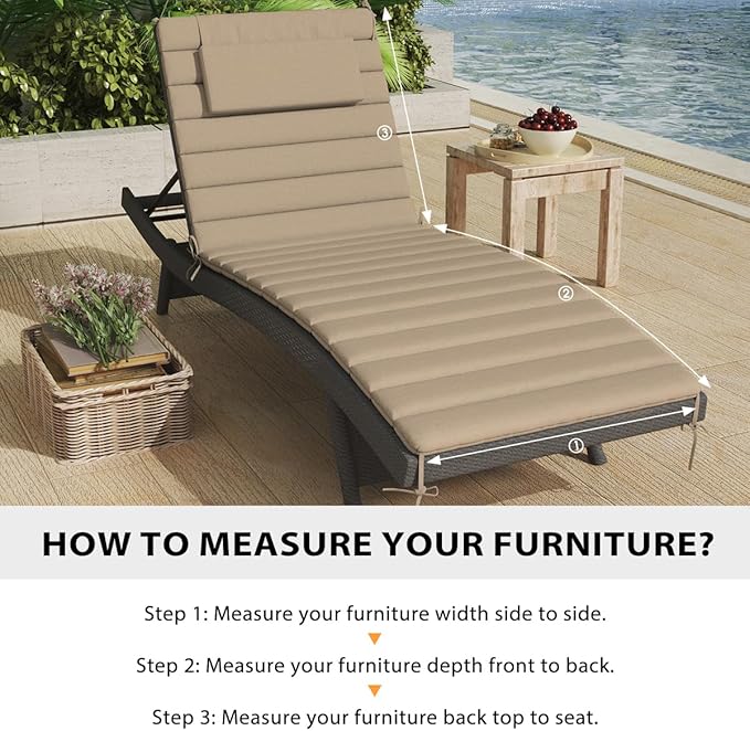 Sundale Outdoor Olefin Quilted Lounge Cushion Set of 4, Patio Foldable Chaise