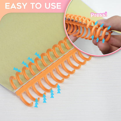 Rayson Click Binding Spines, 34-Hole Click Binding Ring for A4 and U.S. Letter Size Paper, Multi-Color, 3/5" Diameter, 3:1 Pitch, Binds Up to 120 Sheets, 30 Pack