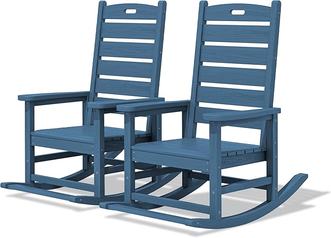 SERWALL Outdoor Rocking Chair Set of 2, Oversized Rocking Chair