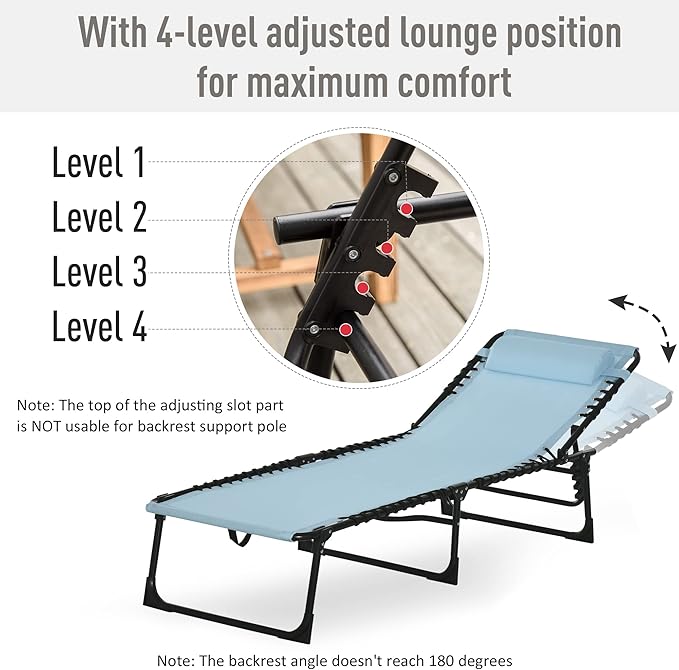 Outsunny Folding Chaise Lounge Chair, Patio Sun Tanning Chair, Outdoor Chaise
