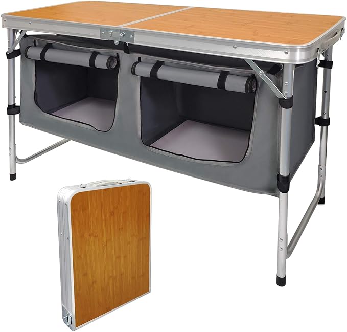 CampLand Outdoor Folding Table Aluminum Lightweight Height Adjustable