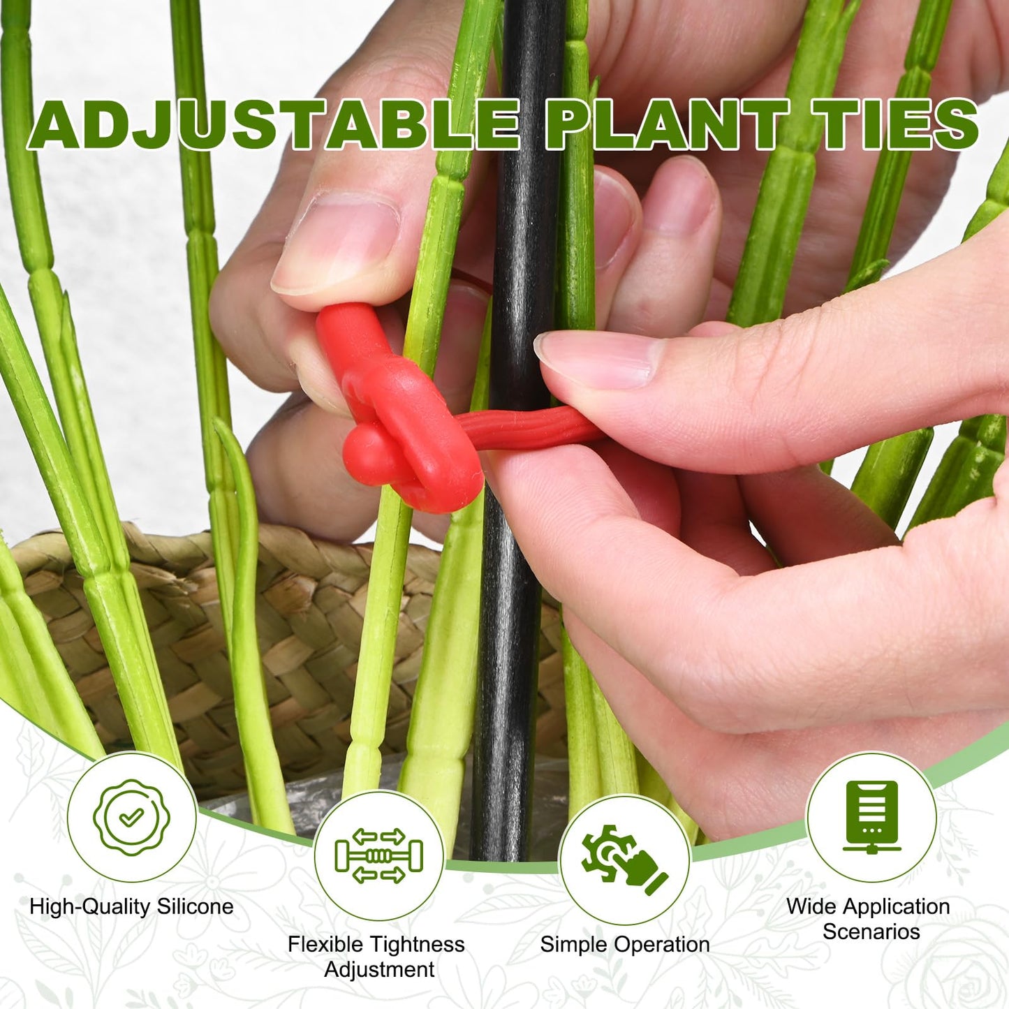 M METERXITY 12-Pack Adjustable Plant Ties, 12inch/30.48cm Silicone Flexible Multi-Function Sturdy Garden Twist Tie for Plant Support/Tree/Shrub/Vine, Reusable Support Twine [Red]