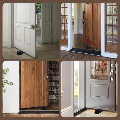 JZWBLILY Big Door Stoppers for Bottom of Door on Floor, Premium Big Rubber Door Stop Wedge, Floor Sturdy Stackable Door Stops for Carpet Heavy Duty Door, Door Gaps (Big 2 Pack, Black)