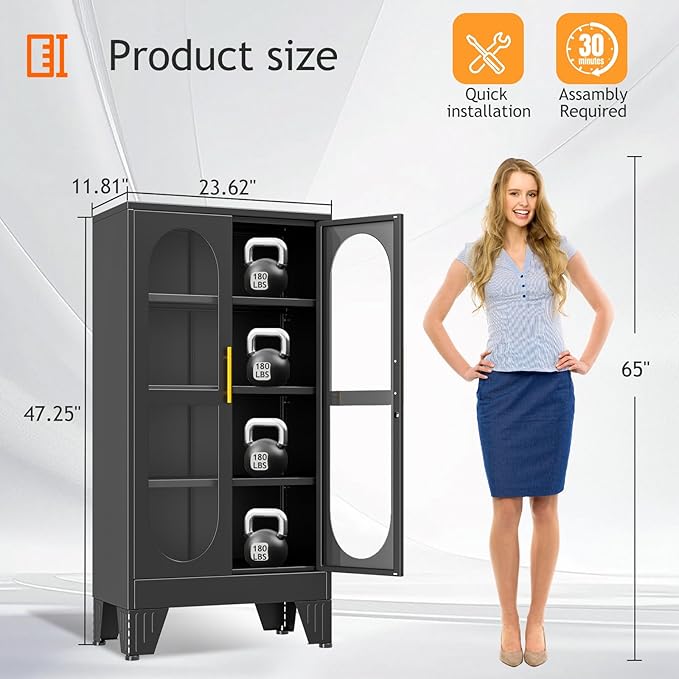 PAOFIN 47" H Locking Display Cabinet