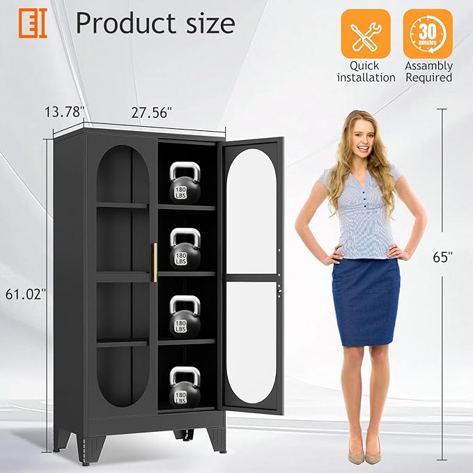 PAOFIN 61" H Locking Display Cabinet