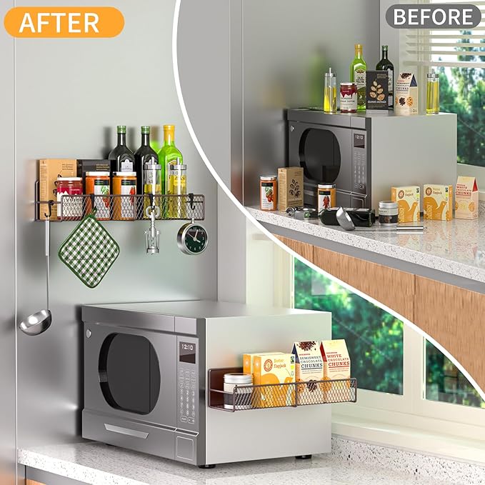 Magnetic Spice Rack for Refrigerator, 2 Pack 100% Metal Strong Magnet Shelf