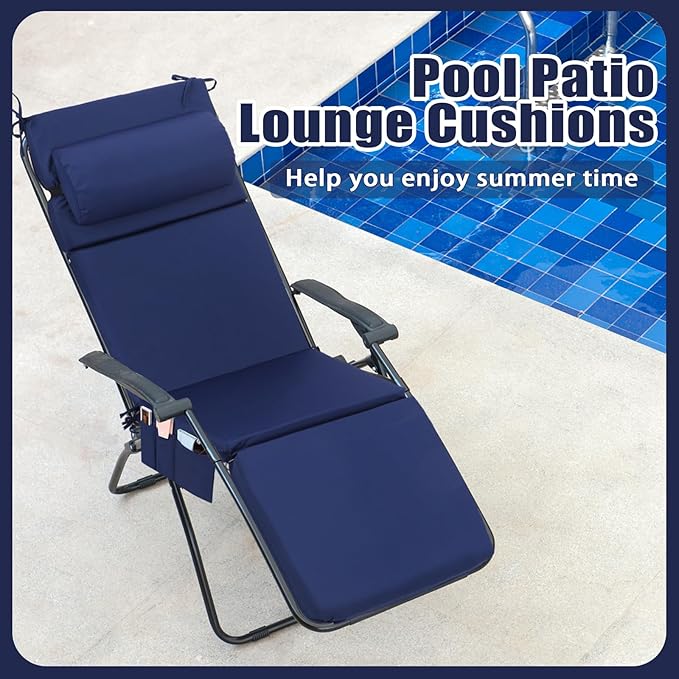 Wenqik 2 Pcs Outdoor Chaise Lounge Cushion