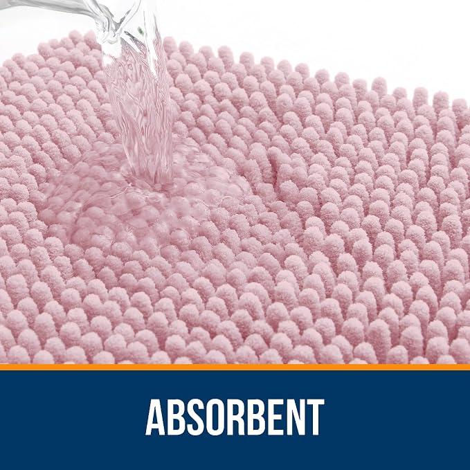 OLANLY Toilet Rugs U-Shaped 20x20, Extra Soft Absorbent Chenille Contour Bathroom Rugs for Toilet, Dry Quickly, Machine Washable, Non-Slip Bath Mat, Dusty Rose