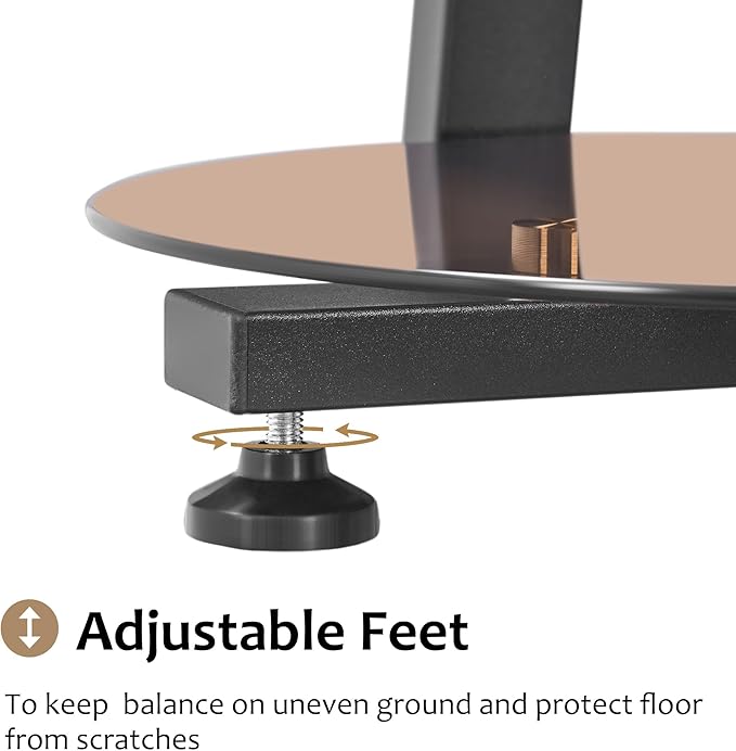 BEWISHOME Round End Table Tempered Glass Side Table