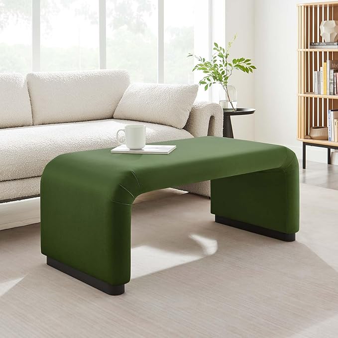 Modway EEI-6735-BLK-MOS Koda Performance Velvet Waterfall Ottoman