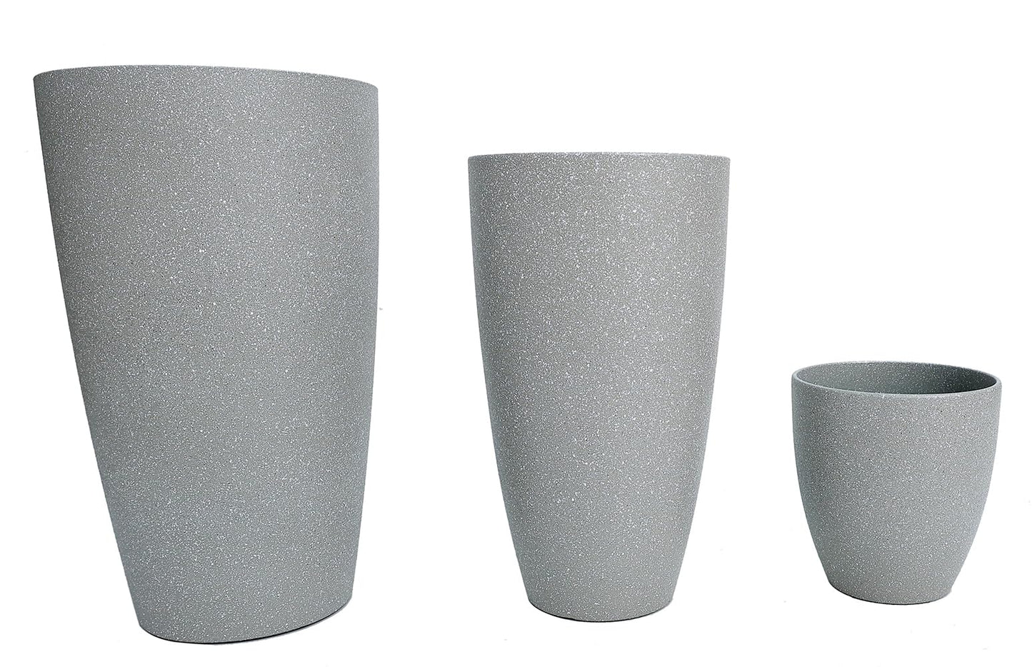 MinCHI257 24,21,11 Inch Large Plastic Planters with Drainage Hole and Saucer - Set of 3 Tall Plant Pots Indoor Flower Pot Tall Round Planters Outdoor Large Tall Planter