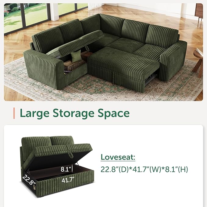 HONBAY Modular Sectional Sleeper Sofa