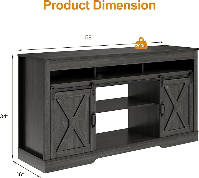 RoyalCraft TV Stand for 65+ Inch TV: Farmhouse Entertainment Center