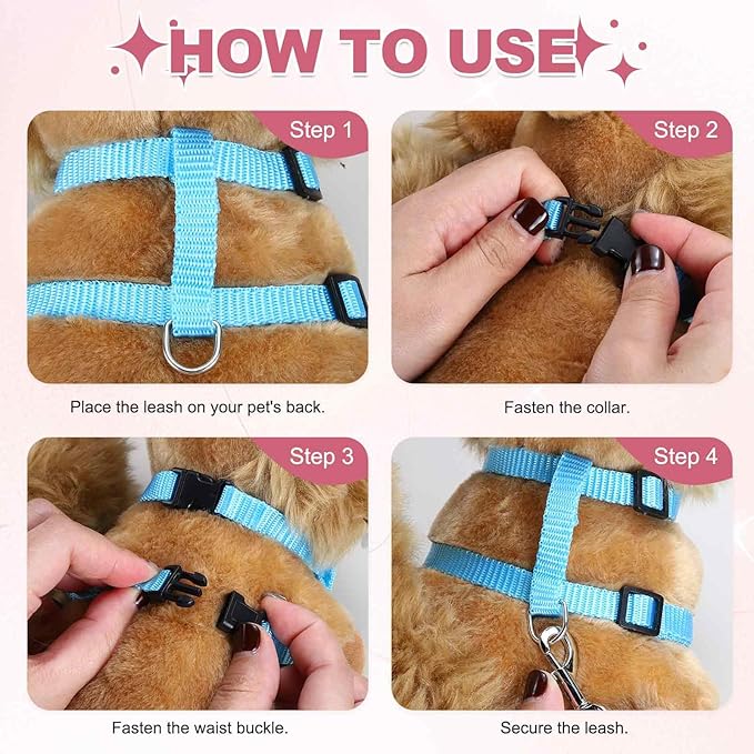 Rabbit Harness and Leash, Escape Proof Bunny Cat Leash Small Animal Harness Soft Adjustable Buckle(2Pcs, Black) for Bunny Kitten Cats Puppies Walking Hiking Training