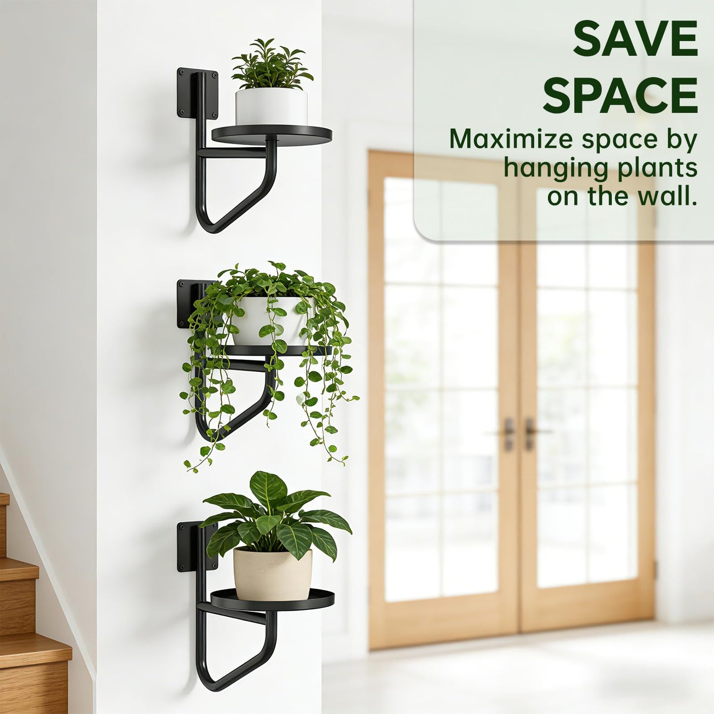 Vutirp Wall Plant Holder - Metal Hanging Plant Holder Stand, Hanging Planters for Indoor Plants Window Plant Shelves Hanger, Heavy Duty Wall Planter for Outdoor Living Room Home Decor (3 Pack)
