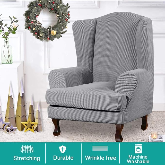 Turquoize Wingback Chair Covers 2 Piece Wing Chair Slipcover Stretch Slipcovers