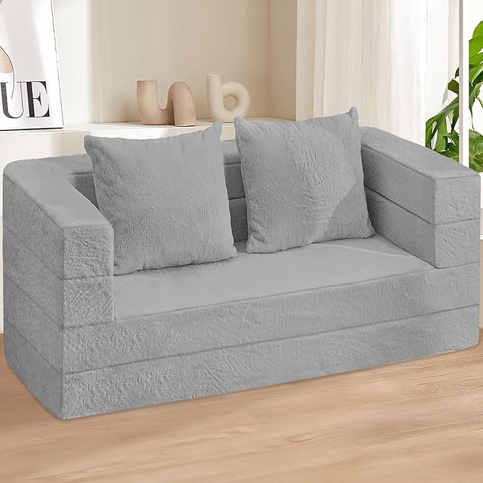 Futon Sofa Bed with Pillow, 3-in-1 Sleeper Sofa Bed with Removable Cover