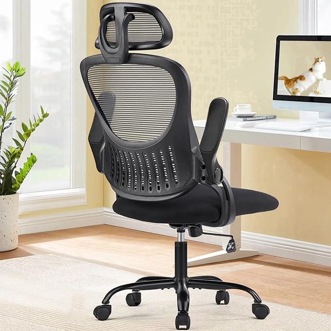 Sweetcrispy Office Computer Desk Chair, Ergonomic High-Back Mesh Rolling Work