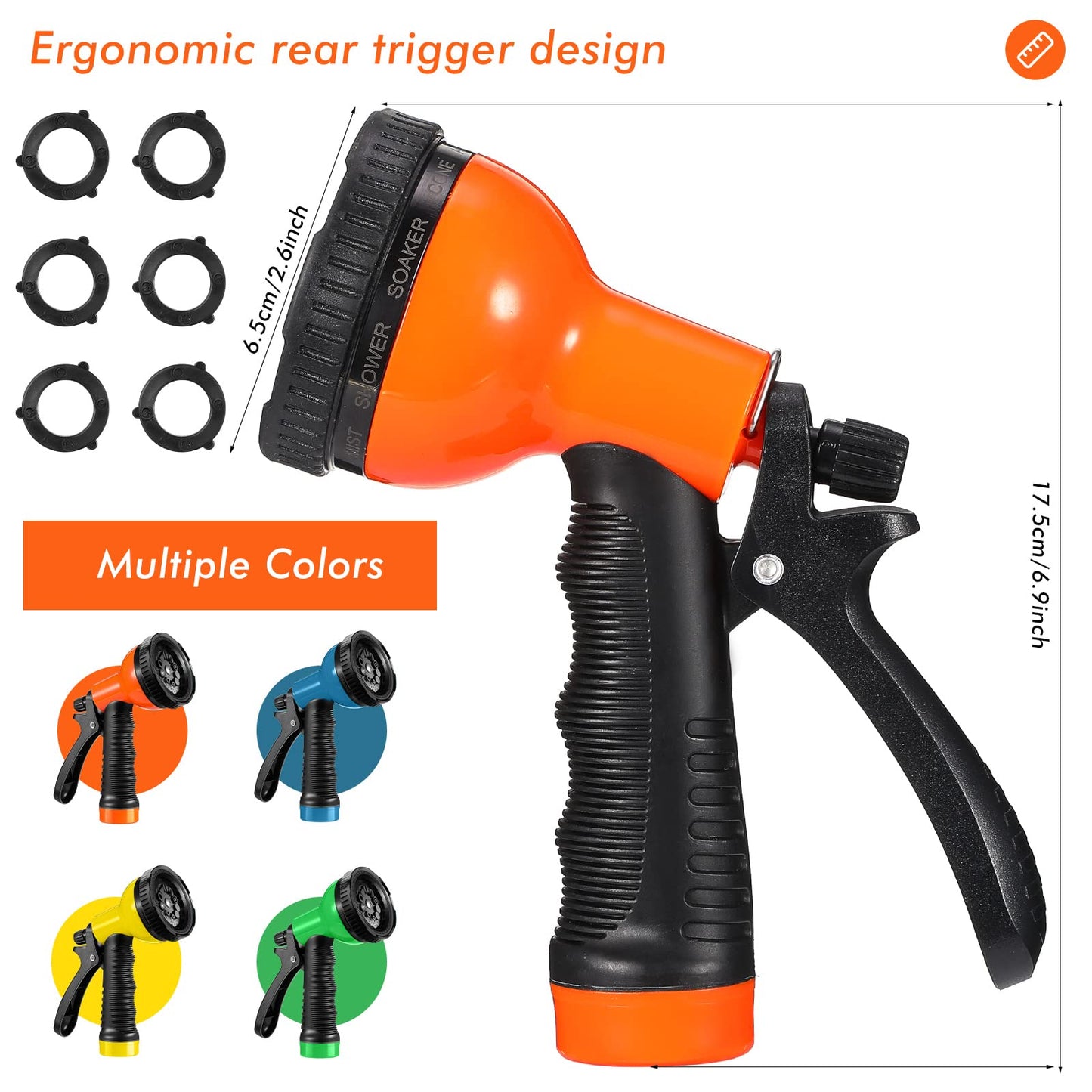 4 Pcs Garden Hose Nozzle Sprayer 10 Adjustable Watering Patterns Heavy Duty High Pressure Water Gun for Watering Plants Washing Cars and Showering Pets