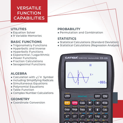CATIGA CS229 Scientific Calculator with Graphics Functions, Multiple Modes with Intuitive User Interface for Beginners and Advanced Courses