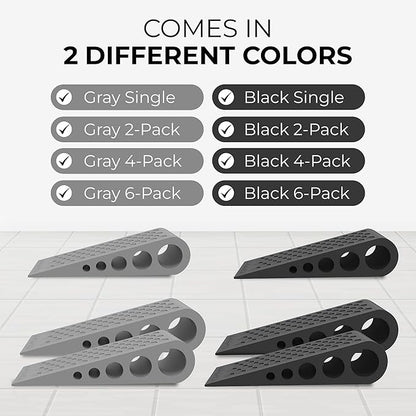Door Stoppers for Bottom of Door Premium Floor Rubber Door Stop Wedge Made in USA Heavy Duty Honeycomb Design for Carpet, Tile, Ideal for Home, School, Commercial, Gray 6 Pack