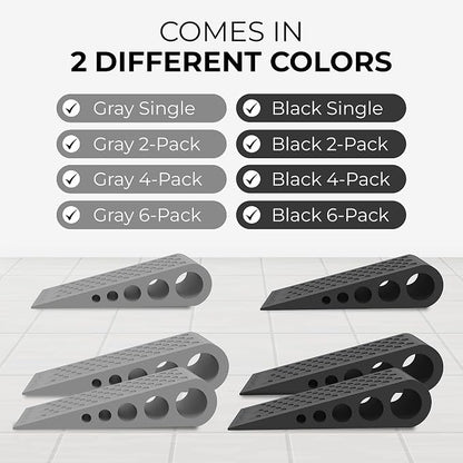 Door Stoppers for Bottom of Door Premium Floor Rubber Door Stop Wedge Made in USA Heavy Duty Honeycomb Design for Carpet, Tile, Ideal for Home, School, Commercial,Gray 3 Pack