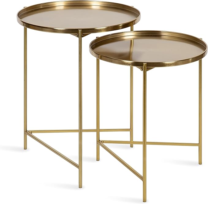 Kate and Laurel Ulani Modern Nesting Side Table; Set of 2; Gold; Sophisticated