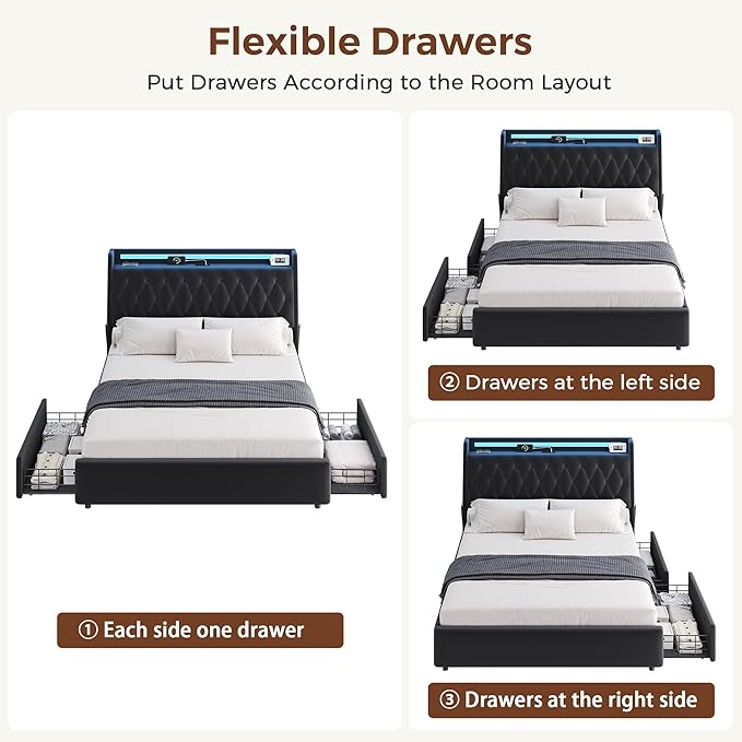 Queen LED Velvet Bed Frame