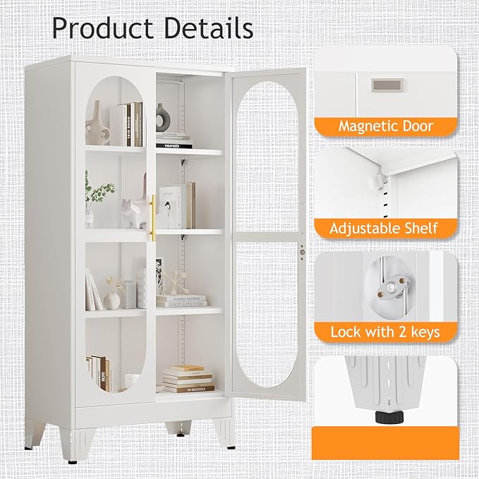 PAOFIN 61" H Locking Display Cabinet