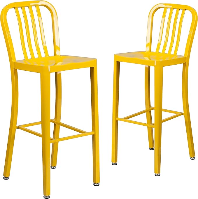 Flash Furniture Gael Commercial Grade 2 Pack 30" High Yellow Metal