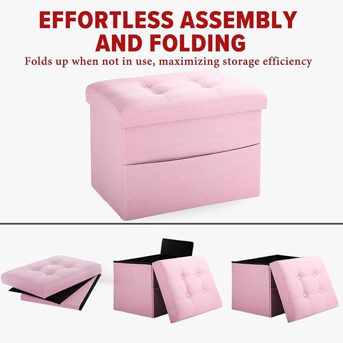 LINMAGCO Storage Ottoman Folding Foot Stool Foot Rest