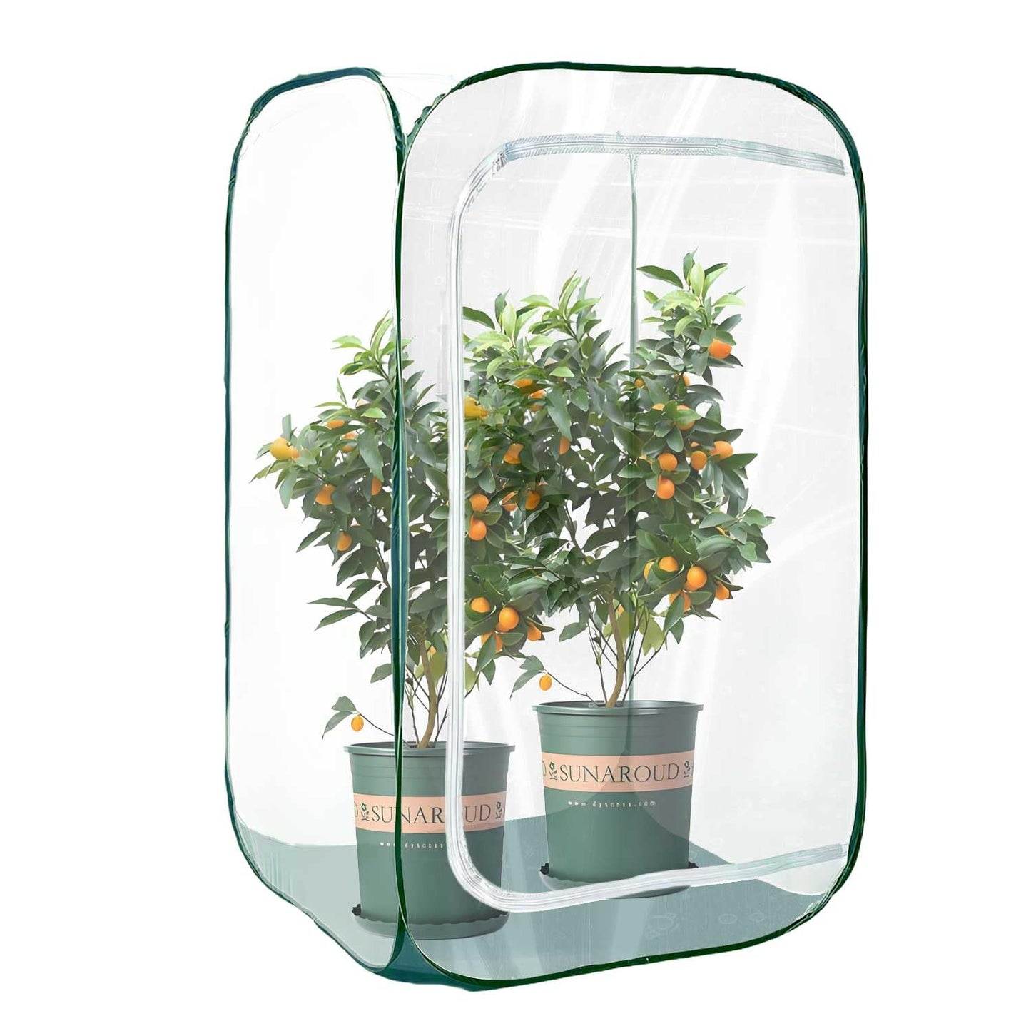 Plant Mini Greenhouse Pop up Frost Protection Enclosure PVC Clear Plant Covers with Roll-up Zipper Entry Doors, Indoor and Outdoor Gardens Protecting Plant from Cold Frost (PVC, 23x23x35in)