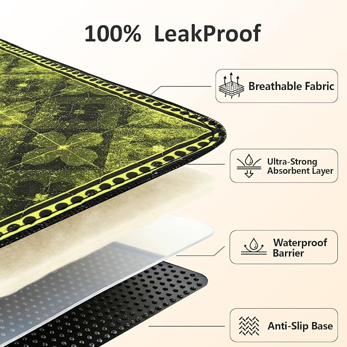Washable Training Pads for Dog Pee Pads for Dogs - Reusable & Super Absorbent Puppy Pads Pet Potty Crates Dog Supplies Puppy Essentials Green/Multi 24" x 36", 2 Pack