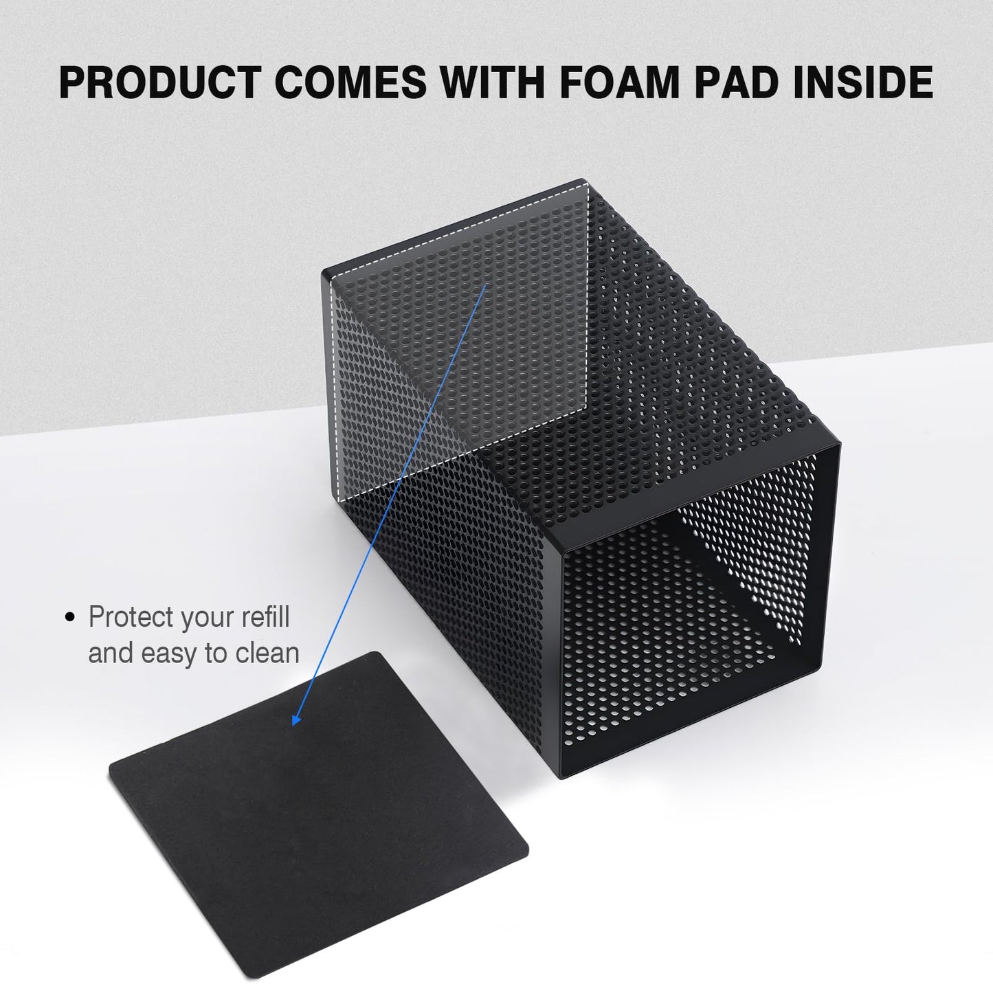 Comix Mesh Pen Holder Desk, Wire Pencil Holder with Foam Pad and Non-Slip Bottom Office Supplies Desk Organizer for Home Office School, 2 Packs