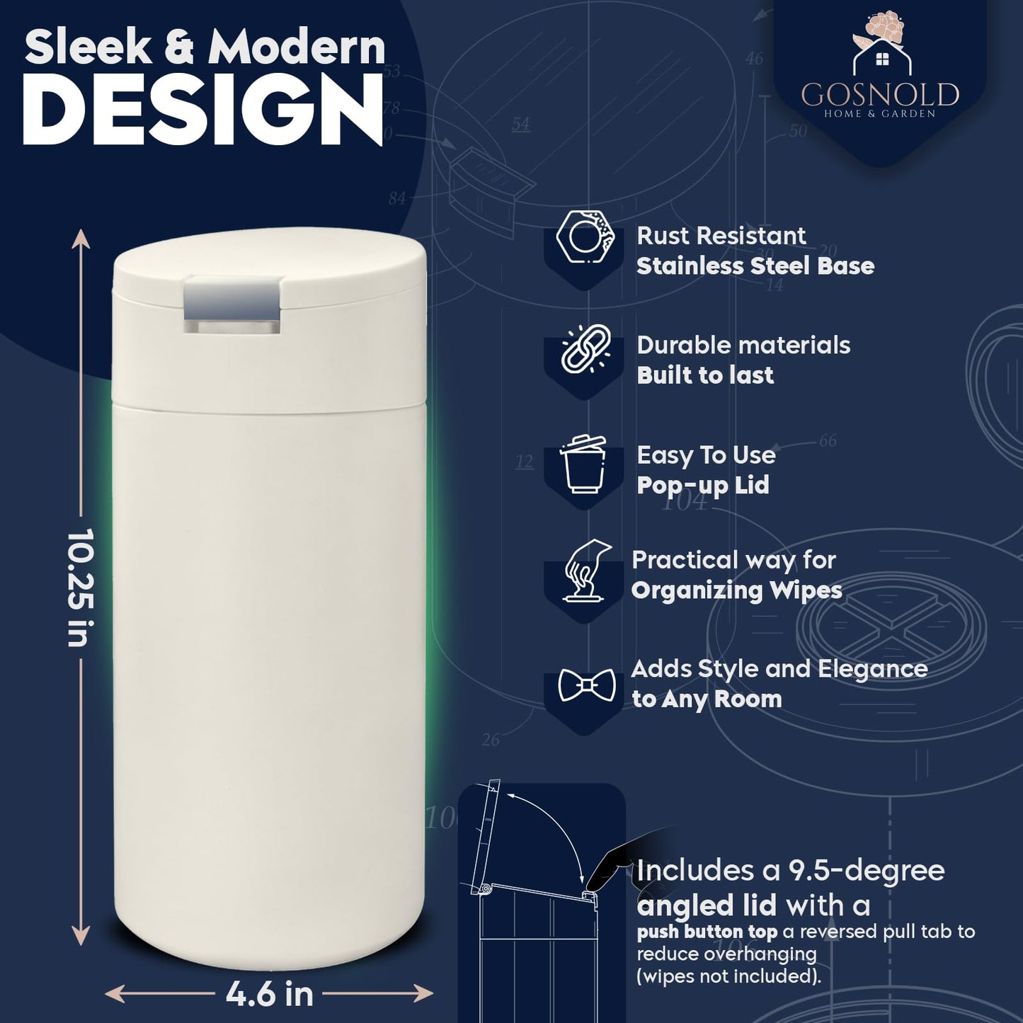 Extra Large Refillable Wet Wipes Dispenser (Cream) | Fits Clorox, Lysol, Bleach, Sanitizing Wipes | Durable Reusable Wipes Holder for Kitchen, Bathroom, Office, School | Gosnold Home & Garden